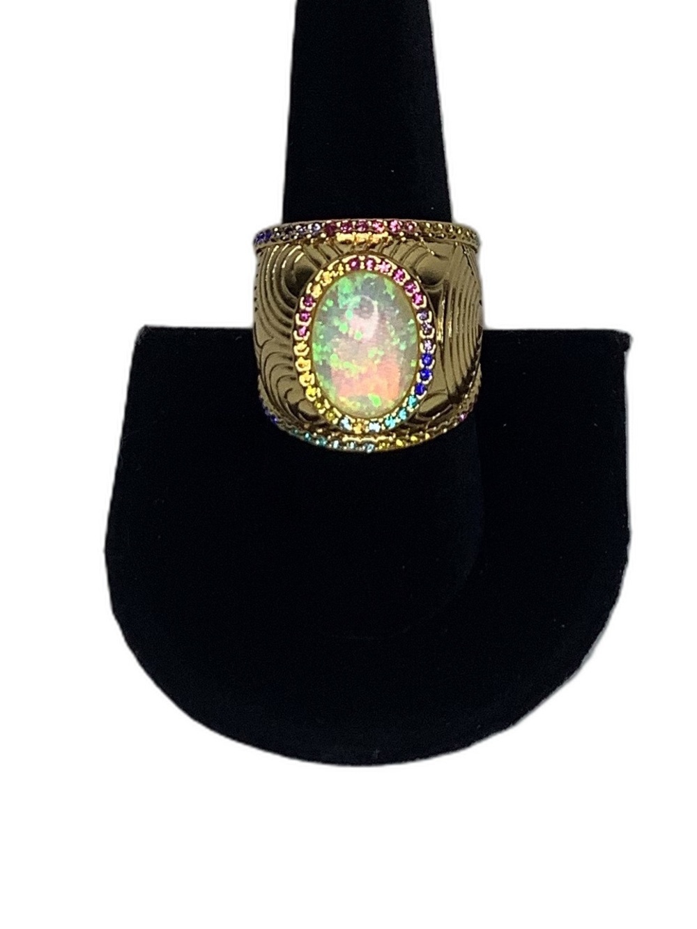 Kurt Geiger London Rainbow Pave’ Cocktail Ring 9 New